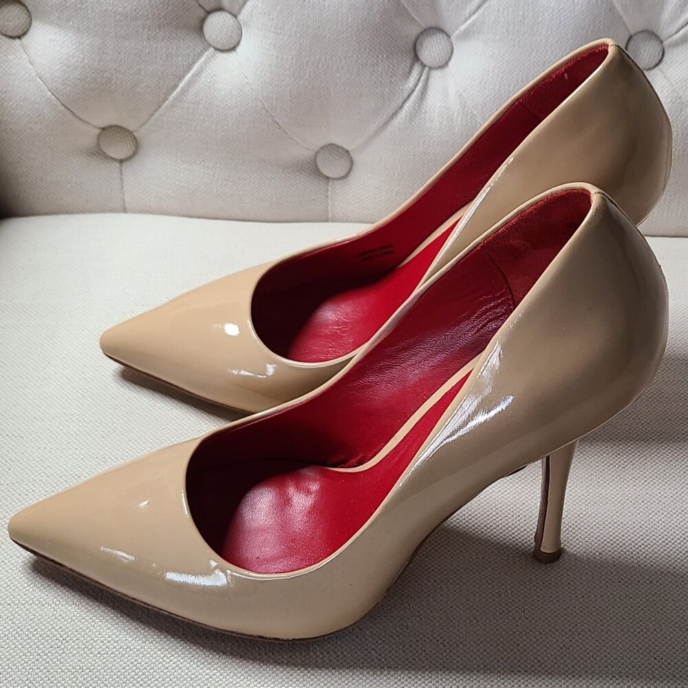 CHARLES JOURDAN PARIS: Tan Patent Leather High Heel Shoes Women's Size 8.5